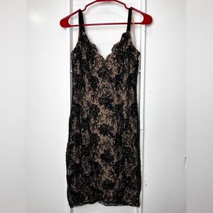 Vintage Lillie Rubin Beaded Mini party  DRESS Black S  (Read Description)